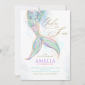 Invitation Parties scintillant d'or Mermaid Queue sous la mer (Devant)
