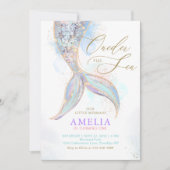 Invitation Parties scintillant d'or Mermaid Tail ONEder Sea A (Devant)
