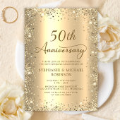 Invitation Parties scintillant d'or Metallic 50e anniversaire