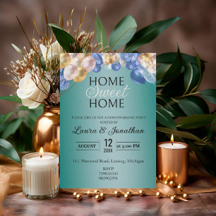 Invitation Parties scintillant d'or MetallicTurquoise House P