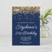 Invitation Parties scintillant d'or Midnight Blue 21e anniver (Debout devant)