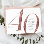 Invitation Parties scintillant d'or minimaliste moderne rose<br><div class="desc">L'invitation minimaliste moderne 40e anniversaire comprend la parties scintillant d'or faux rose numéro 40 et les détails de votre fête dans la police serif classique et couleur fusain, simple et élégant, grande surprise invitation d'anniversaire adulte. la couleur arrière - plan peut être changée à n'importe quelle couleur de votre choix....</div>