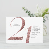 Invitation Parties scintillant d'or minimaliste rose moderne (Debout devant)