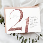 Invitation Parties scintillant d'or minimaliste rose moderne<br><div class="desc">L'invitation minimaliste moderne 21ème anniversaire comprend la parties scintillant d'or faux rose numéro 21 et les détails de votre fête en police serif classique et couleur fusain,  simple et élégant,  grande surprise invitation d'anniversaire adulte. la couleur arrière - plan peut être changée à n'importe quelle couleur de votre choix.</div>