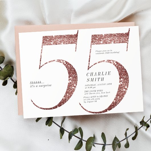 Invitation Parties scintillant d'or minimaliste rose moderne 