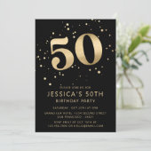 Invitation Parties scintillant d'or moderne 50ème Cinquante A (Debout devant)