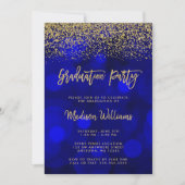 Invitation Parties scintillant d'or moderne Blue Faux Gold (Devant)