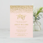 Invitation Parties scintillant d'or moderne Blush Pink Faux 3 (Debout devant)