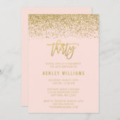 Invitation Parties scintillant d'or moderne Blush Pink Faux 3 (Devant / Derrière)