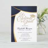 Invitation Parties scintillant d'or moderne capot de graduati (Debout devant)