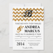 Invitation Parties scintillant d'or moderne Chevron Faire-par (Devant)