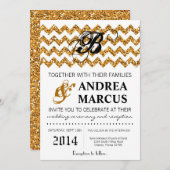 Invitation Parties scintillant d'or moderne Chevron Faire-par (Devant / Derrière)