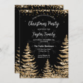 Invitation Parties scintillant d'or moderne chic Noël Tree Pa (Devant / Derrière)
