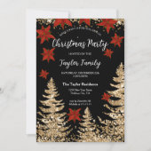 Invitation Parties scintillant d'or moderne chic Noël Tree Pa (Devant)