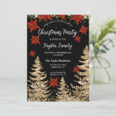 Invitation Parties scintillant d'or moderne chic Noël Tree Pa (Debout devant)
