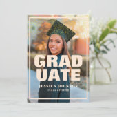 Invitation Parties scintillant d'or moderne Elegant Diplôme p (Debout devant)