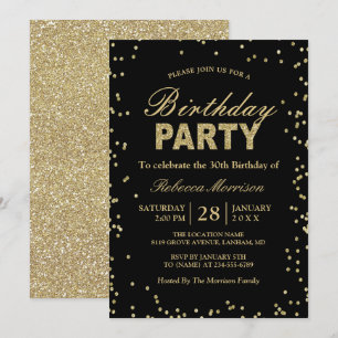 Invitation Parties scintillant d'or moderne étincelles fête d
