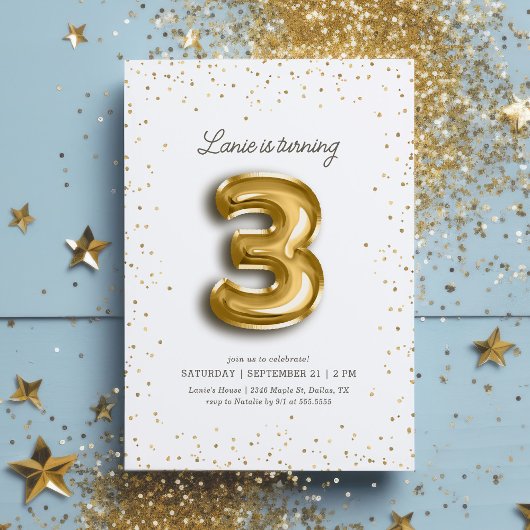 Invitation Parties scintillant d'or moderne Foil Balloon 3e a