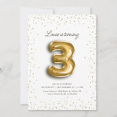 Invitation Parties scintillant d'or moderne Foil Balloon 3e a (Devant)