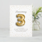 Invitation Parties scintillant d'or moderne Foil Balloon 3e a (Debout devant)