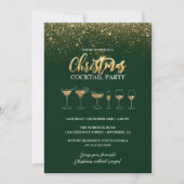 Invitation Parties scintillant d'or moderne Green Christmas C (Devant)