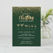 Invitation Parties scintillant d'or moderne Green Christmas C (Debout devant)