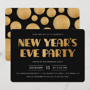 Invitation Parties scintillant d'or moderne Nouvel An Eve Par