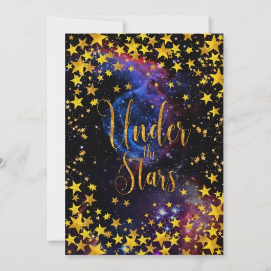 Invitation Parties scintillant d'or moderne sous les étoiles  (Dos)