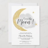 Invitation Parties scintillant d'or moderne sur le baby showe (Devant)