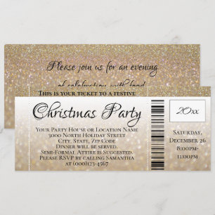 Invitation Parties scintillant d'or moderne Ticket de fête de