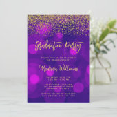 Invitation Parties scintillant d'or moderne violet Faux Gold (Debout devant)