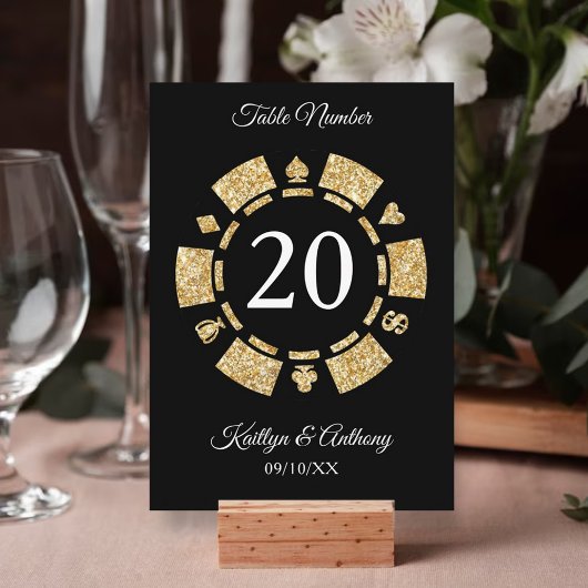 Invitation Parties scintillant d'or Monogram Poker Chip Casin
