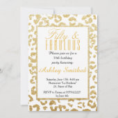 Invitation parties scintillant d'or motif léopard moderne fab (Devant)