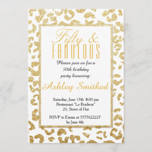 Invitation parties scintillant d'or motif léopard moderne fab