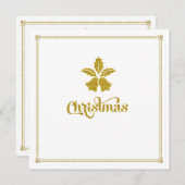 Invitation Parties scintillant d'or Noël cloches Dîner Invita (Devant / Derrière)