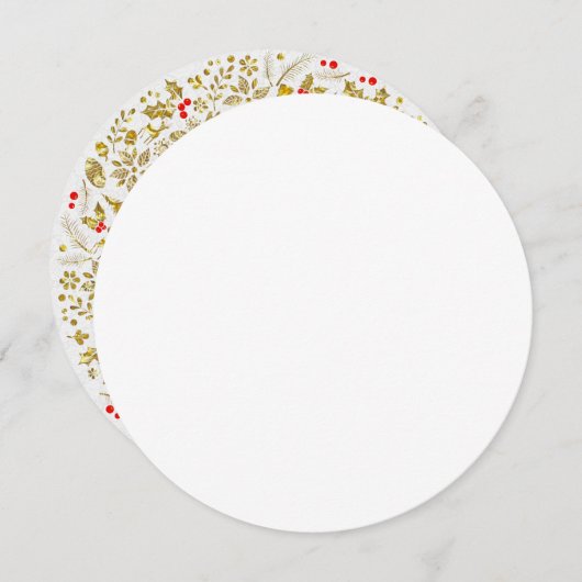 Invitation Parties scintillant d'or Noël Wreath Dîner Invitat (Devant / Derrière)