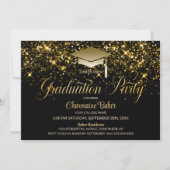 Invitation Parties scintillant d'or noir (Devant)