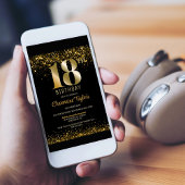 Invitation Parties scintillant d'or noir 18ème anniversaire