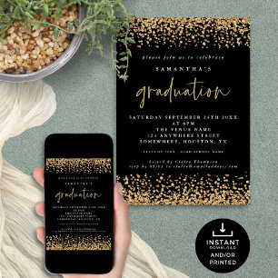Invitation Parties scintillant d'or noir 2024