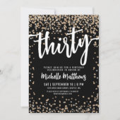 Invitation Parties scintillant d'or noir 30e anniversaire (Devant)