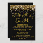 Invitation Parties scintillant d'or noir 30e anniversaire Par (Devant / Derrière)