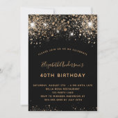 Invitation Parties scintillant d'or noir Anniversaire Code QR (Devant)