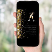 Invitation Parties scintillant d'or noir applaudit anniversai