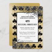 Invitation Parties scintillant d'or noir As des Clubs (Devant / Derrière)