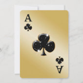 Invitation Parties scintillant d'or noir As des Clubs (Dos)