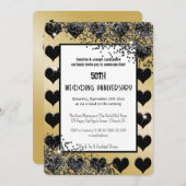 Invitation Parties scintillant d'or noir As des Coeurs (Devant / Derrière)