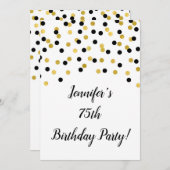 Invitation Parties scintillant d'or noir Confetti 75 et Fabul (Devant / Derrière)