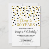 Invitation Parties scintillant d'or noir Confetti encourage à (Dos)