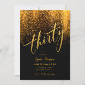 Invitation Parties scintillant d'or noir élégant moderne 30e  (Devant)