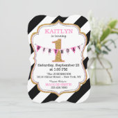 Invitation Parties scintillant d'or noir et blanc en bande d' (Debout devant)